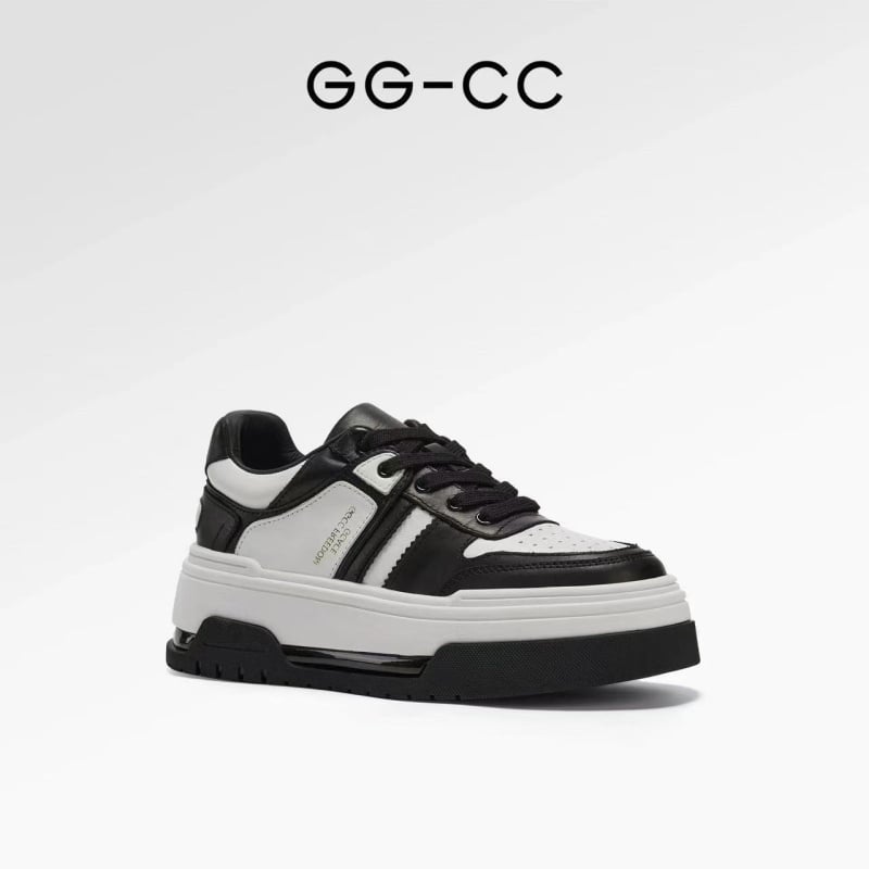 Panda обувки GGCC – нови обувки от естествена кожа с цветни панели, платформа за повдигане и ежедневни спортни обувки за жени