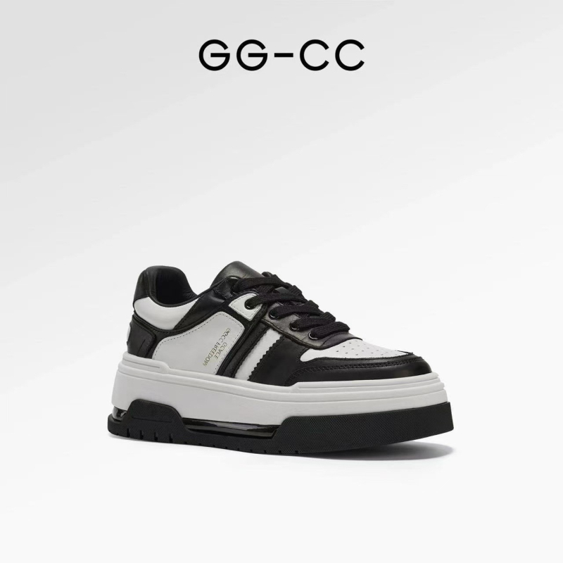 Panda обувки GGCC – нови обувки от естествена кожа с цветни панели, платформа за повдигане и ежедневни спортни обувки за жени