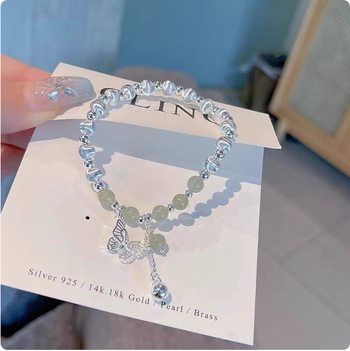 Ženska narukvica s leptirima od Hetian Jade i mačjeg oka, elegantan dar