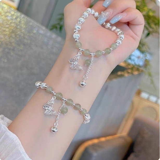 Ženska narukvica s leptirima od Hetian Jade i mačjeg oka, elegantan dar