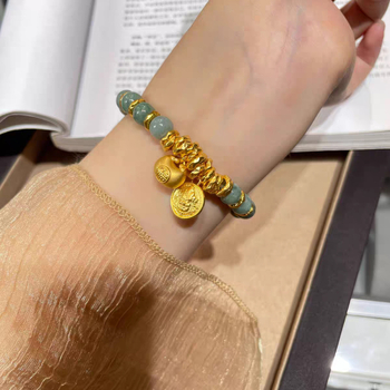 Narukvica u kineskom stilu sa žutim jadeitom, s izvrsnim zavijenim dizajnom, unisex, jednostavna