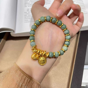 Narukvica u kineskom stilu sa žutim jadeitom, s izvrsnim zavijenim dizajnom, unisex, jednostavna