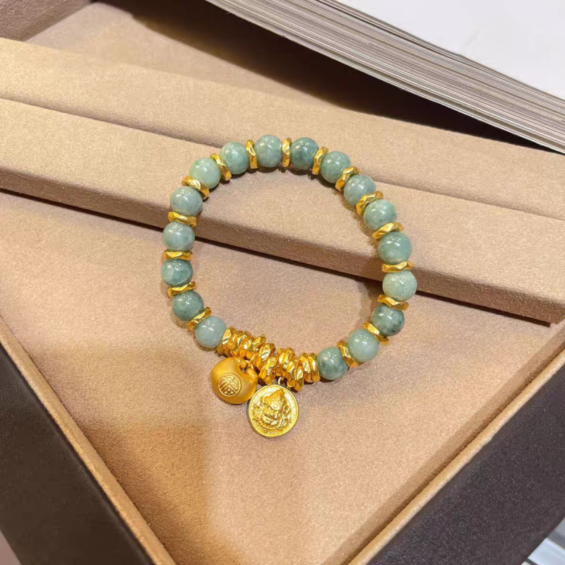 Narukvica u kineskom stilu sa žutim jadeitom, s izvrsnim zavijenim dizajnom, unisex, jednostavna