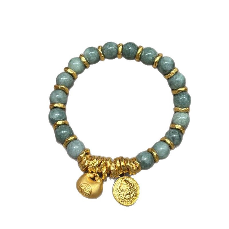 Narukvica u kineskom stilu sa žutim jadeitom, s izvrsnim zavijenim dizajnom, unisex, jednostavna