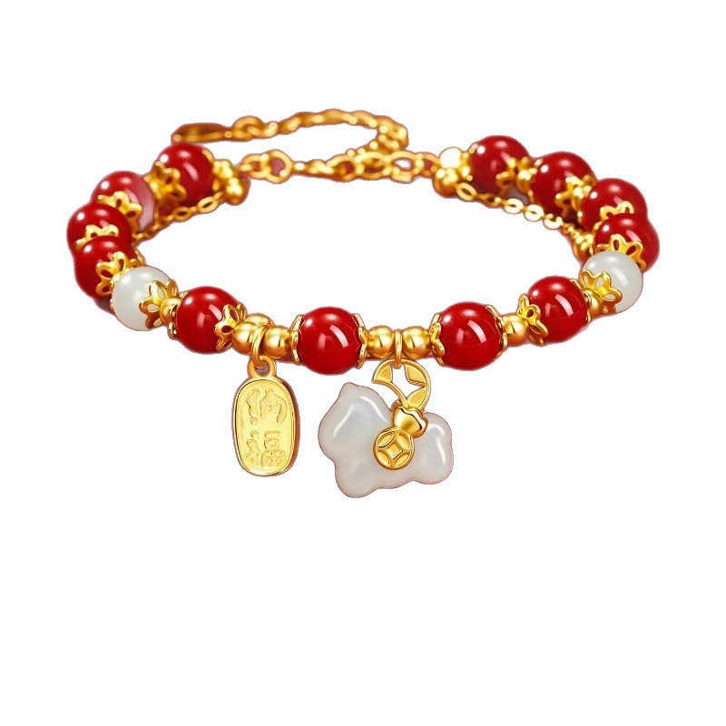 Cinnabar narukvica za žene, Godina Koňa, čisto srebro Hetian jade, Zodijak nakit, novogodišnji dar djevojci