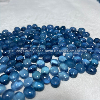 Prírodný akvamarín, oválny cabochon, voľný kameň, priehľadný, farba námornícka modrá, 9×11 mm