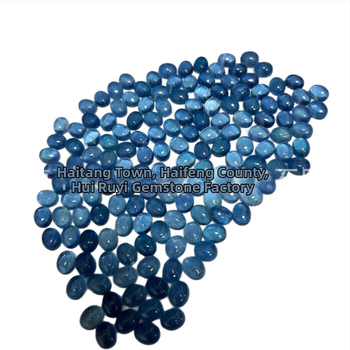 Prírodný akvamarín, oválny cabochon, voľný kameň, priehľadný, farba námornícka modrá, 9×11 mm