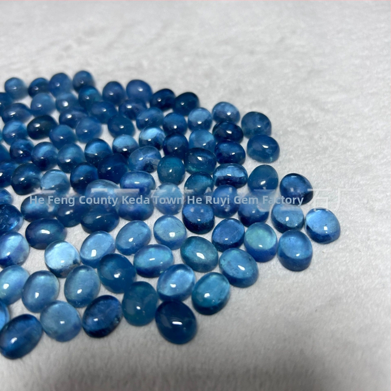 Prírodný akvamarín, oválny cabochon, voľný kameň, priehľadný, farba námornícka modrá, 9×11 mm