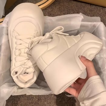 Női platformos tornacipő, kerek orrú, ultra vastag talppal, magasságot növelő, mindennapi és sokoldalú