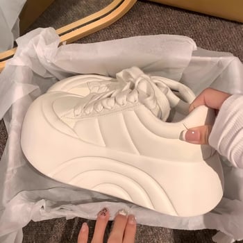 Női platformos tornacipő, kerek orrú, ultra vastag talppal, magasságot növelő, mindennapi és sokoldalú