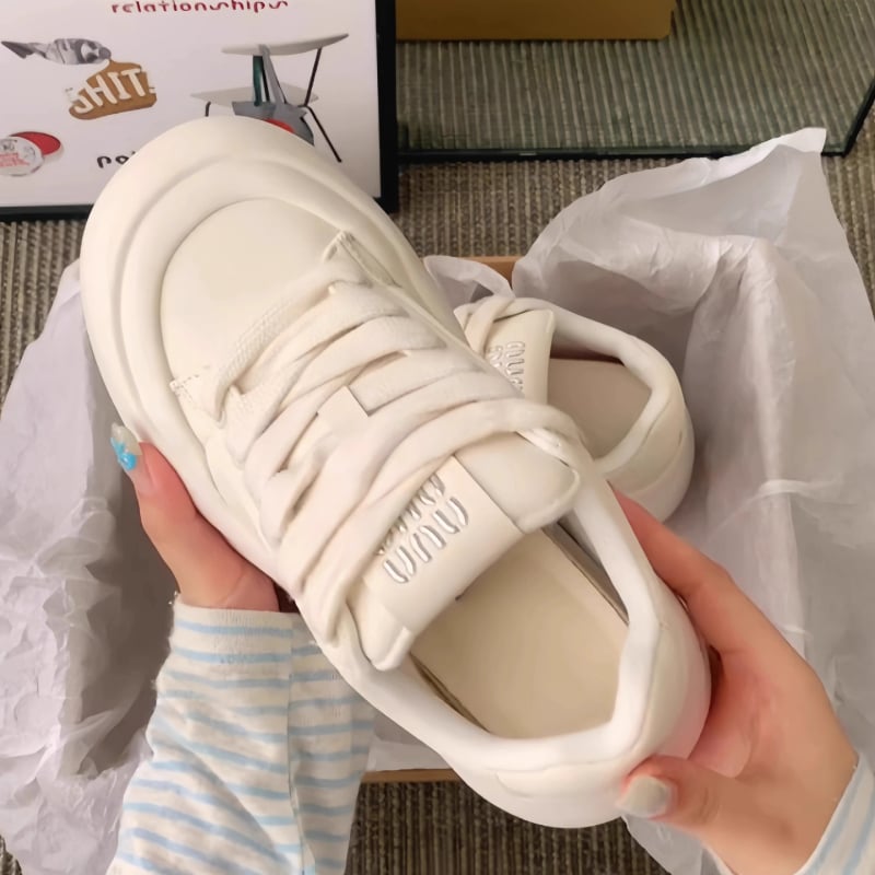 Női platformos tornacipő, kerek orrú, ultra vastag talppal, magasságot növelő, mindennapi és sokoldalú