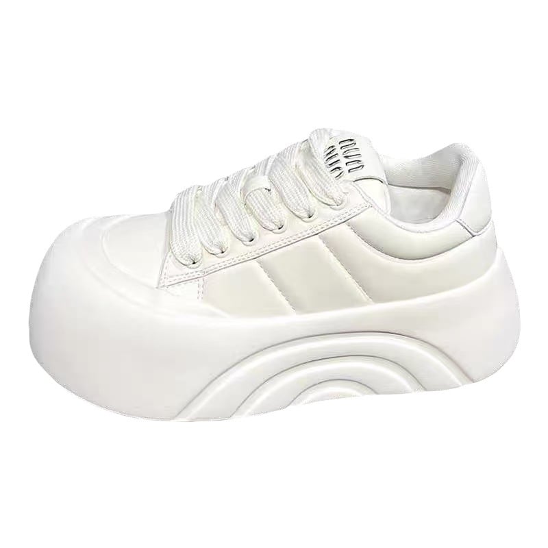 Női platformos tornacipő, kerek orrú, ultra vastag talppal, magasságot növelő, mindennapi és sokoldalú