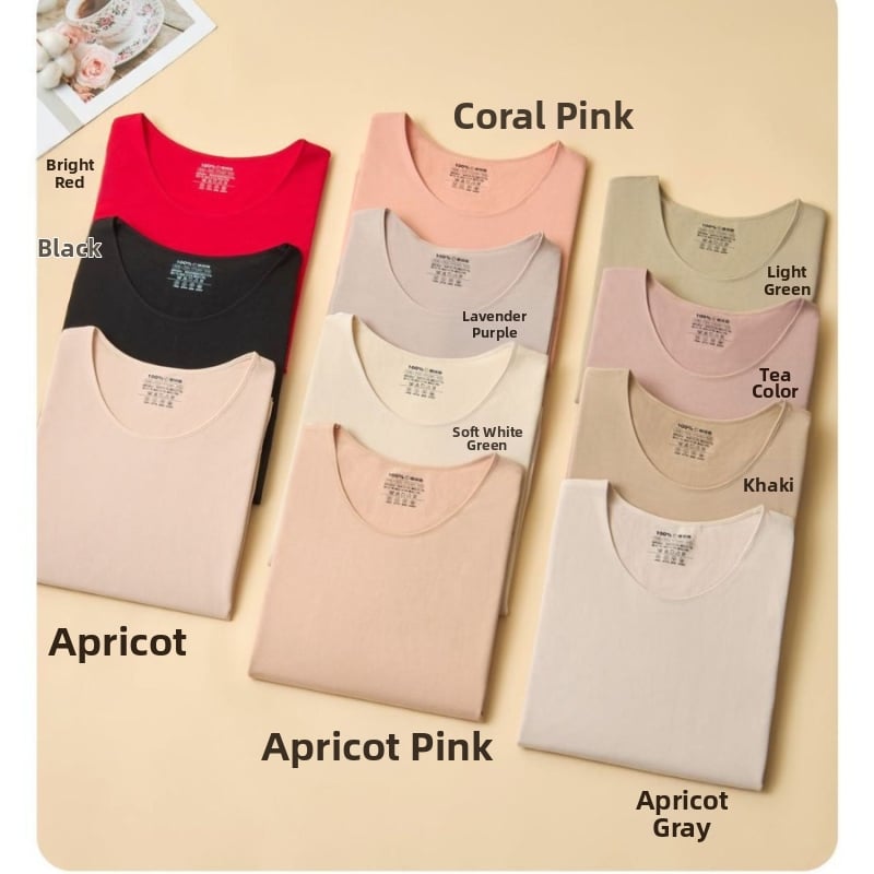 Σετ γυναικείων βαμβακωτών θερμικών εσωρούχων: λεπτό τοπ με στρογγυλή λαιμόκοψη και παντελόνια, εφαρμογή Slim-fit, αντιστατικό