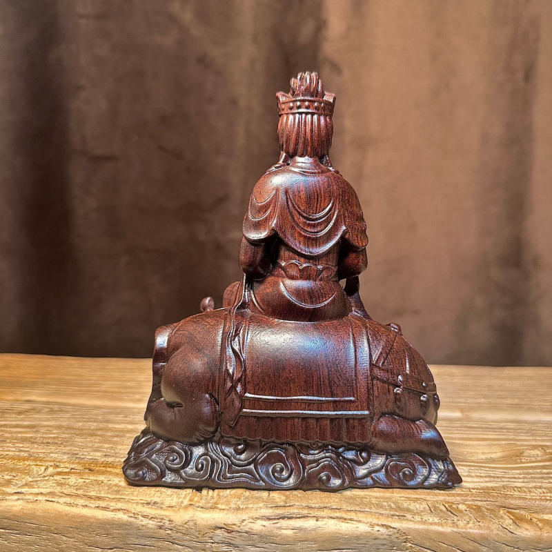 Ебоново дърво, дърворезба: Manjushri и Samantabhadra Bodhisattva седяща статуя за домашен алтар