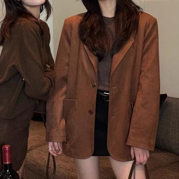 2026 нов стил френска светска дама — замшено сако за дребнички дами, ретро дизайн