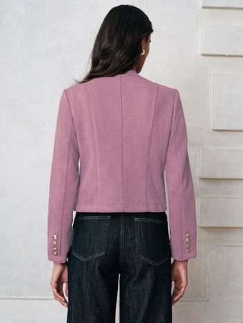 Женско късо сако с кръгла яка, едноцветно костюмно яке за пролет и есен, офисен стил