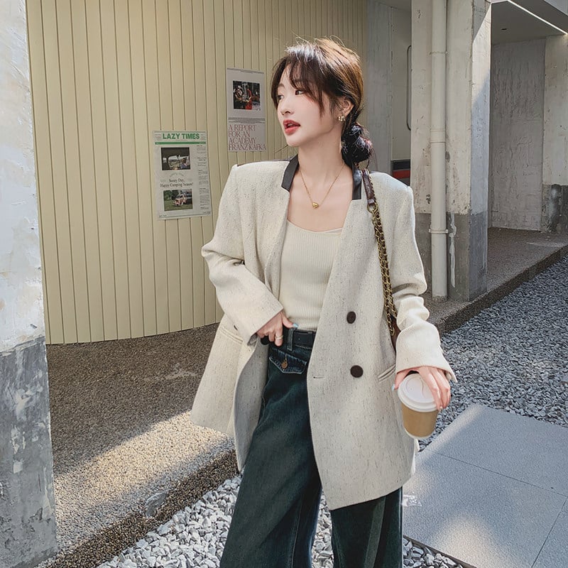 Дамски блейзър в корейски стил с патчворк панели, пролетно–есен 2026, casual елегантен