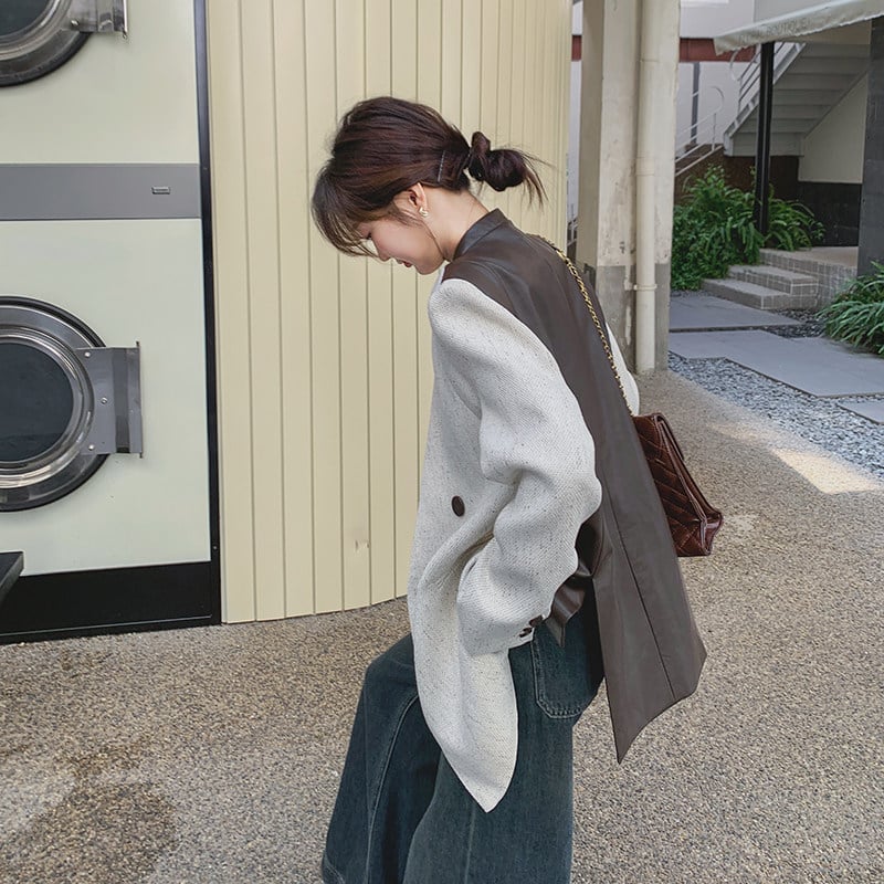 Дамски блейзър в корейски стил с патчворк панели, пролетно–есен 2026, casual елегантен