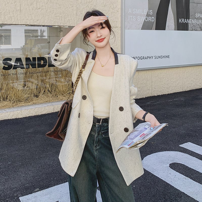 Дамски блейзър в корейски стил с патчворк панели, пролетно–есен 2026, casual елегантен