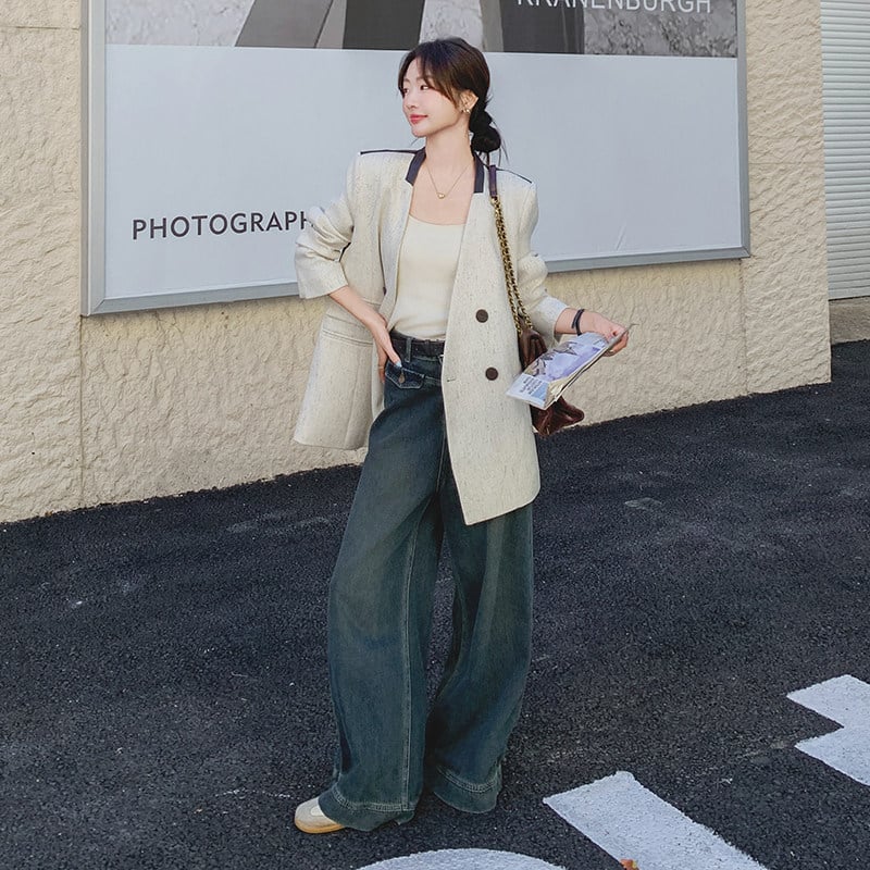 Дамски блейзър в корейски стил с патчворк панели, пролетно–есен 2026, casual елегантен