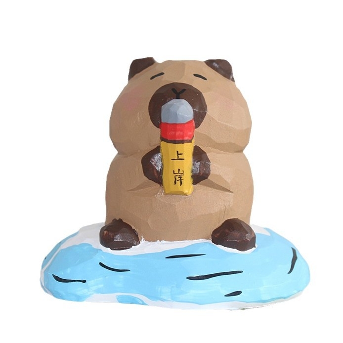 Дървена капибара фигурка от серия Qingmu Blessing, декоративна украса за дома, подарък