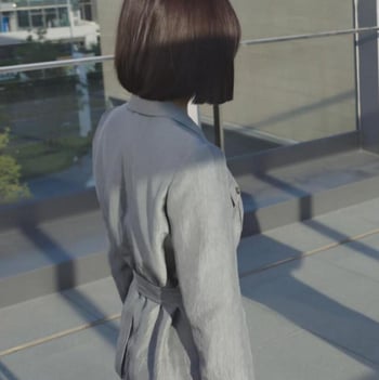 Дамско сиво сако с връзки, ежедневен стил, корейско вдъхновение, пролетно-есенен стил, дълги ръкави