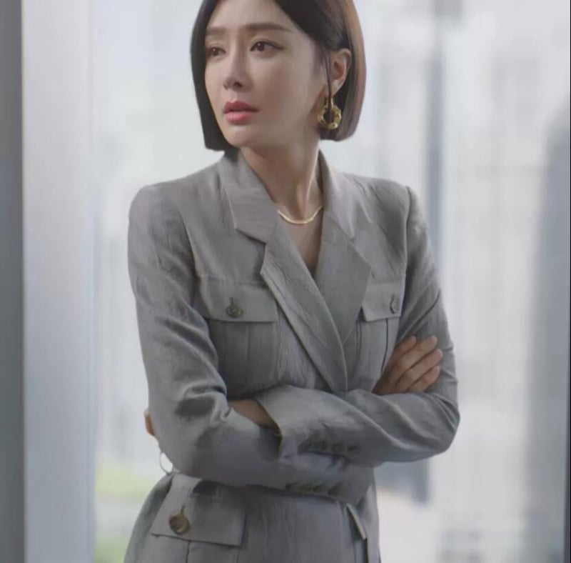 Дамско сиво сако с връзки, ежедневен стил, корейско вдъхновение, пролетно-есенен стил, дълги ръкави