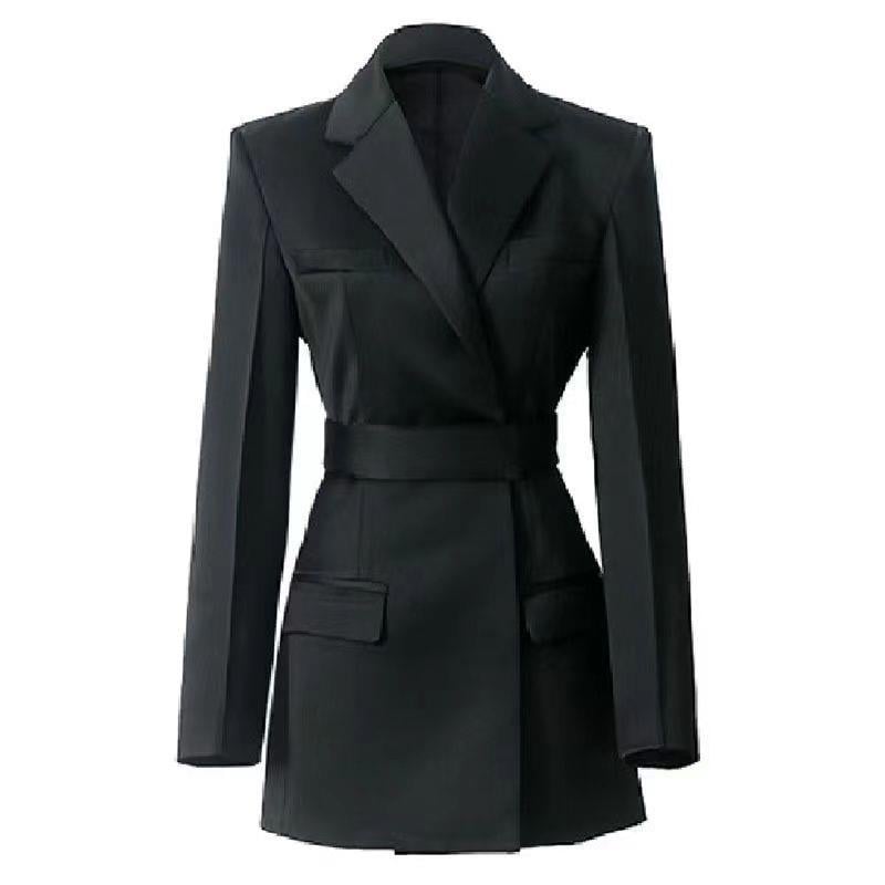 2025 Пролетен черен дамски пиджак с тясна кройка