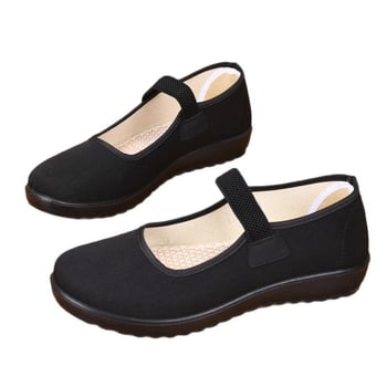 Női pamutból készült cipő Old Beijing stílusban, slip-on, csúszásmentes lapos talp, kopásálló mindennapi és munka viselet