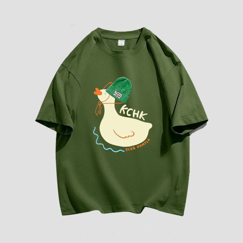 Женска памучна тениска със свободна кройка, къс ръкав, кръгло деколте, дишаща и попиваща пот, чесан памук 200 g
