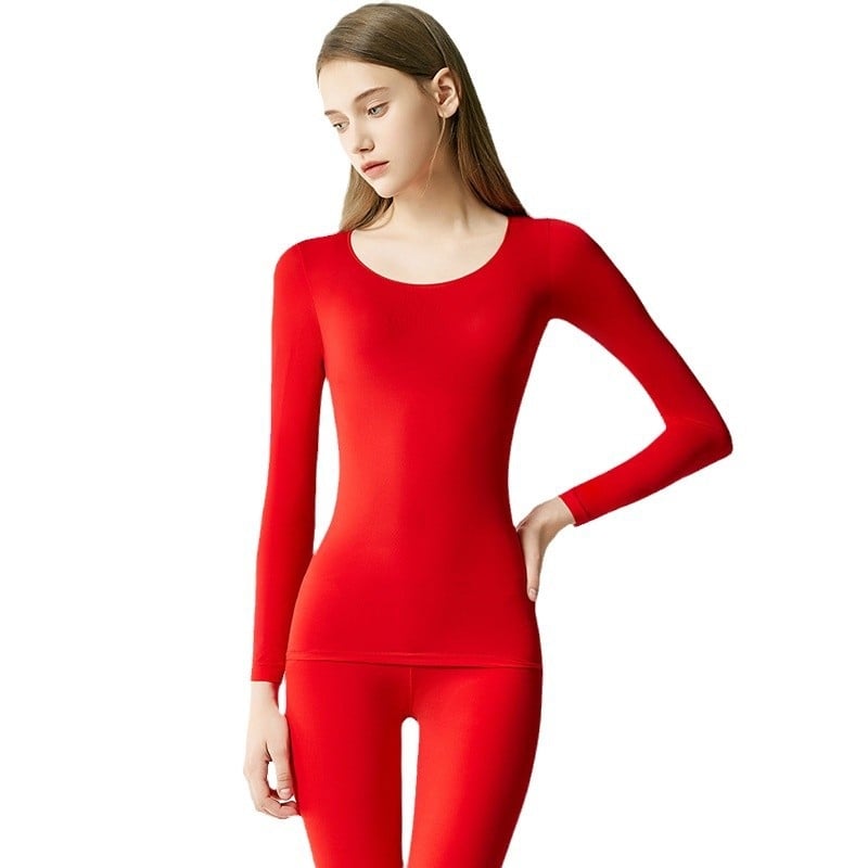 Θερμικό εσώρουχο βάσης με υαλουρονικό οξύ για γυναίκες, κόκκινο, ultra-thin, υψηλή ελαστικότητα, σετ φθινοπωρινό πάνω και παντελόνι