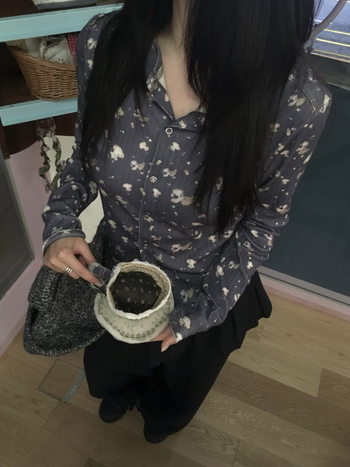 Сладък принт на животни, пълен принт върху дълъг ръкав T‑shirt с кардиган стил със скрити копчета за момичета
