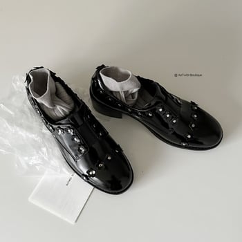 Női bőr loaferek – slip-on, francia retro stílus, brit hatás, vastag sarok