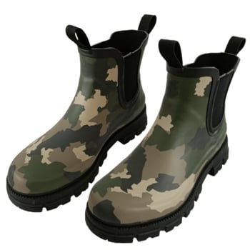 Női rövid Chelsea esőcsizma, vízálló gumiból, csúszásmentes talppal, minden évszakra, zöld és kamuflázs