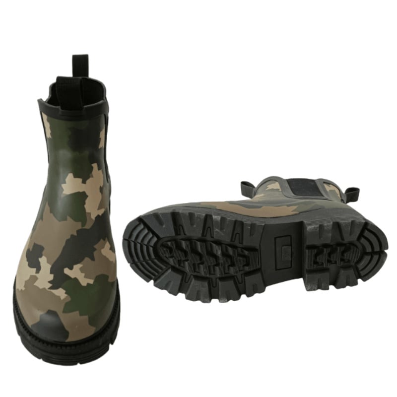 Női rövid Chelsea esőcsizma, vízálló gumiból, csúszásmentes talppal, minden évszakra, zöld és kamuflázs