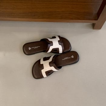 Női színes blokkokkal készült papucsok, 2025 nyár, lapos talpú utazó- és strandpapucs, nyitott ujjak