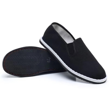 Мъжки черни обувки от плат с подметка с протектор, стил dad shoes, противохлъзгащи, издръжливи, мека подметка за ежедневна работа