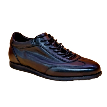 Fekete lóhóből készült edzőcipő férfiaknak, vintage hétköznapi bőr sneaker, légáteresztő, sík talp