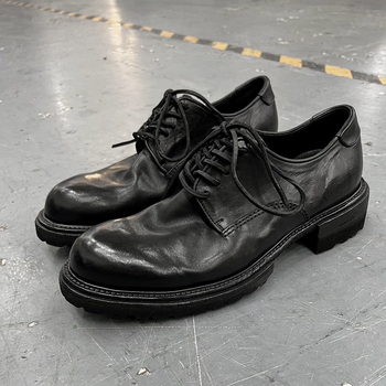 Ново стилно ретро distressed нископрофилни кожени Derby обувки с Goodyear конструкция, с дебела подметка за повдигане на височината, мъжки бизнес ежедневни обувки