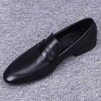 Мъжки PU кожени обувки, Slip-on, остър нос, дишащи, удобни, ежедневни, модни, гумена подметка