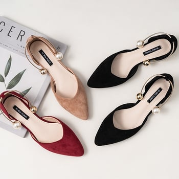 2025-ös tavaszi új divat, női alacsony sarkú cipő sekély szájrésszel, faragott, gyöngycsattal, kétirányú lapos talpú női cipő, országhatáron átnyúló szállítás