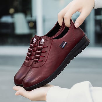 Női PU bőr cipő fleece béléssel, mikroszálas felsőrész, PU talp, kényelmes viselet, alacsony sarok, kerek orr, stílusos és klasszikus.