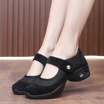 Дамски танцови обувки, удобни обувки за квадратни танци с мека подметка, мрежести обувки за ходене, стари платнени обувки от Пекин, работни обувки с дебела подметка