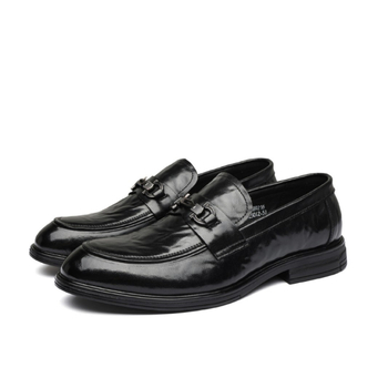 2023 мъжки кожени обувки за бизнес стил, британски дизайн, с мека подметка, черни, подходящи за професионално и ежедневно носене.