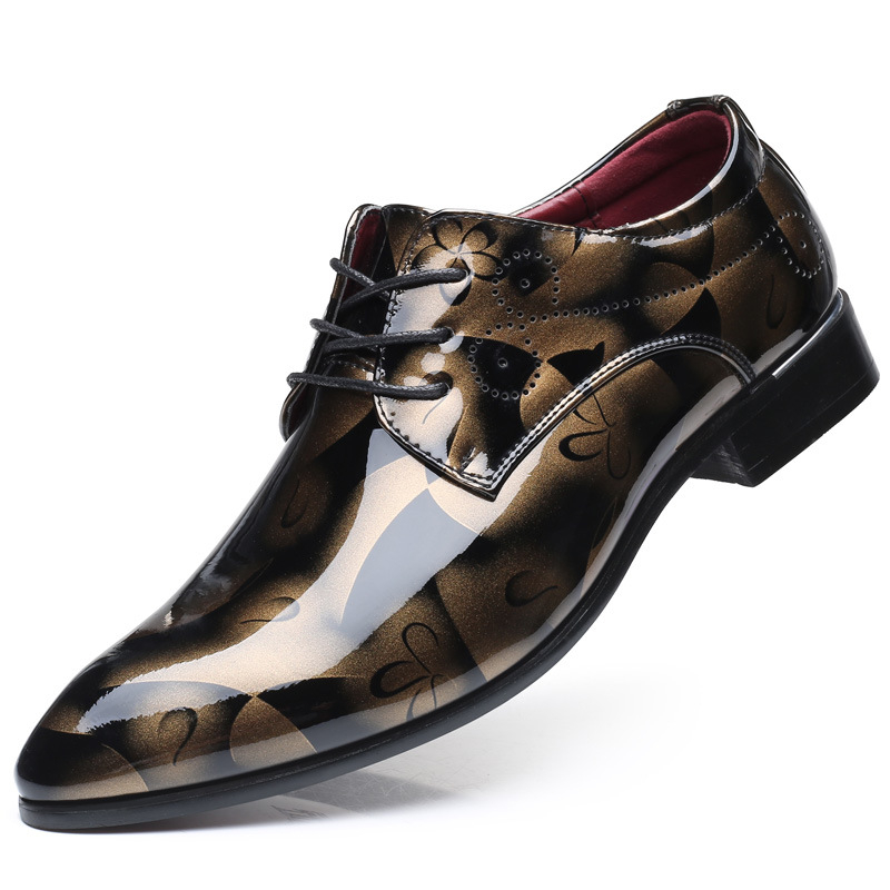 Мъжки обувки в британски стил от кожа, броги, с остър нос, PU горна част, гумена подметка, размери 49–50, налични.