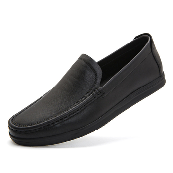 Férfi bőr perforált slip-on cipő, ultra puha, légáteresztő, kényelmes nyári mindennapi cipő