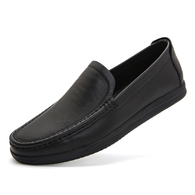 Férfi bőr perforált slip-on cipő, ultra puha, légáteresztő, kényelmes nyári mindennapi cipő
