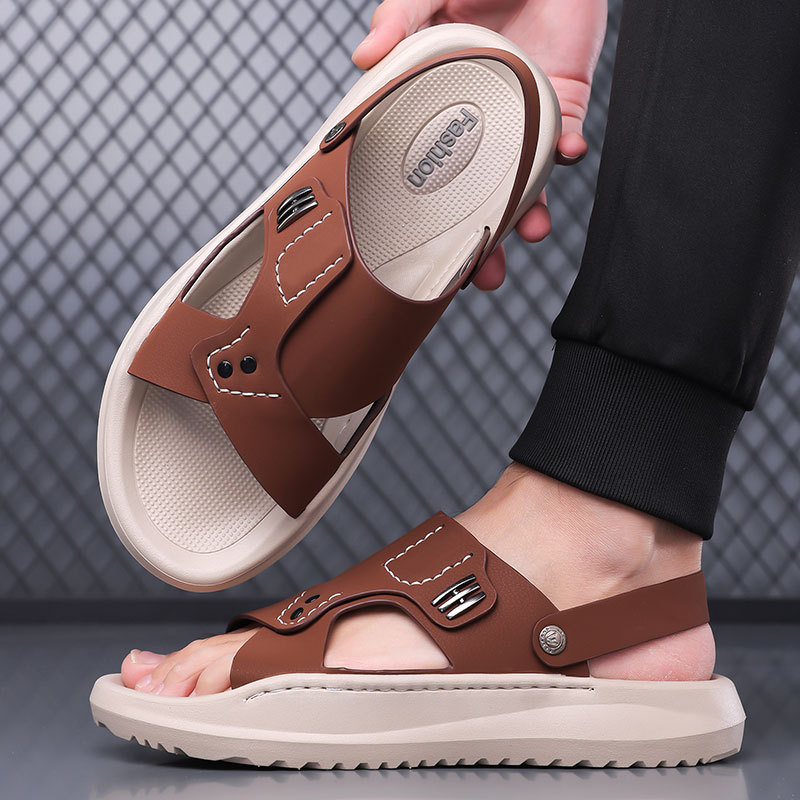 Мъжки летни сандали - антихлъзгави за шофиране и за външна употреба, ежедневни обувки за плажа с дебела подметка