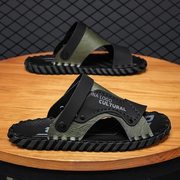 Лято 2025 — ръчно изработени мъжки сандали с пришита гумена подметка, римски стил