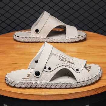 Лято 2025 — ръчно изработени мъжки сандали с пришита гумена подметка, римски стил